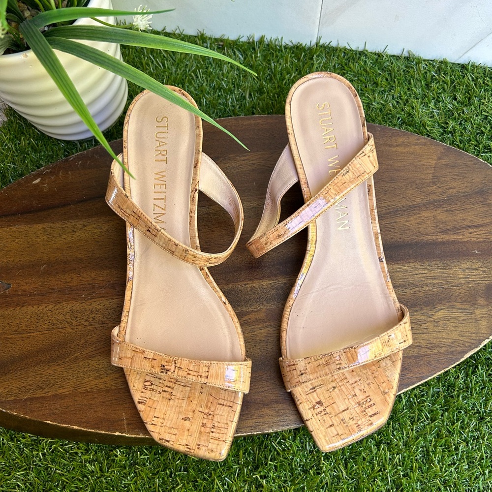 Stuart Weitzman Aleena Square Toe Wedge Slide San… - image 5